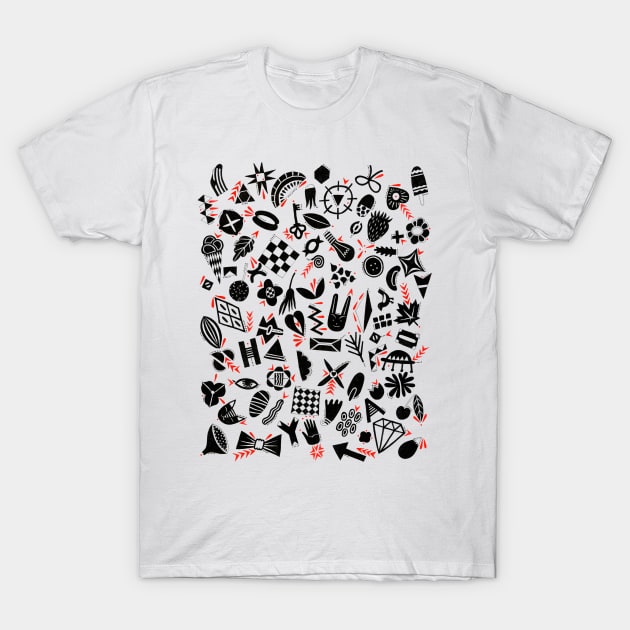 Black and White pattern T-Shirt by Golden Section